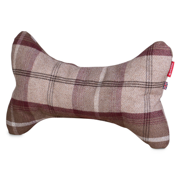 The-Bone-Bone-Shaped-Pillow-For-On-Dog-Beds-Tartan-Mulberry_1
